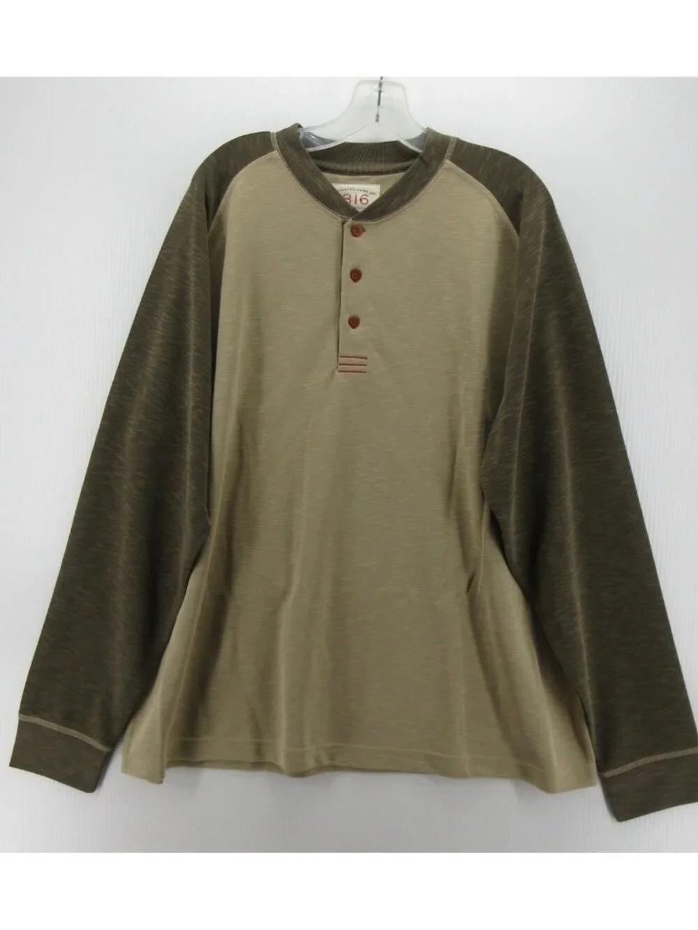 Remington Shirt XXL Green Henley Pullover Colorblock Raglan Knit NEW